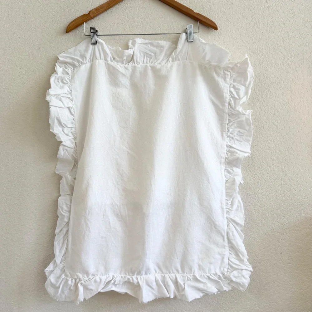 Restoration Hardware Baby & Child White Linen Cotton Ruffle Sham Pillowcase Set